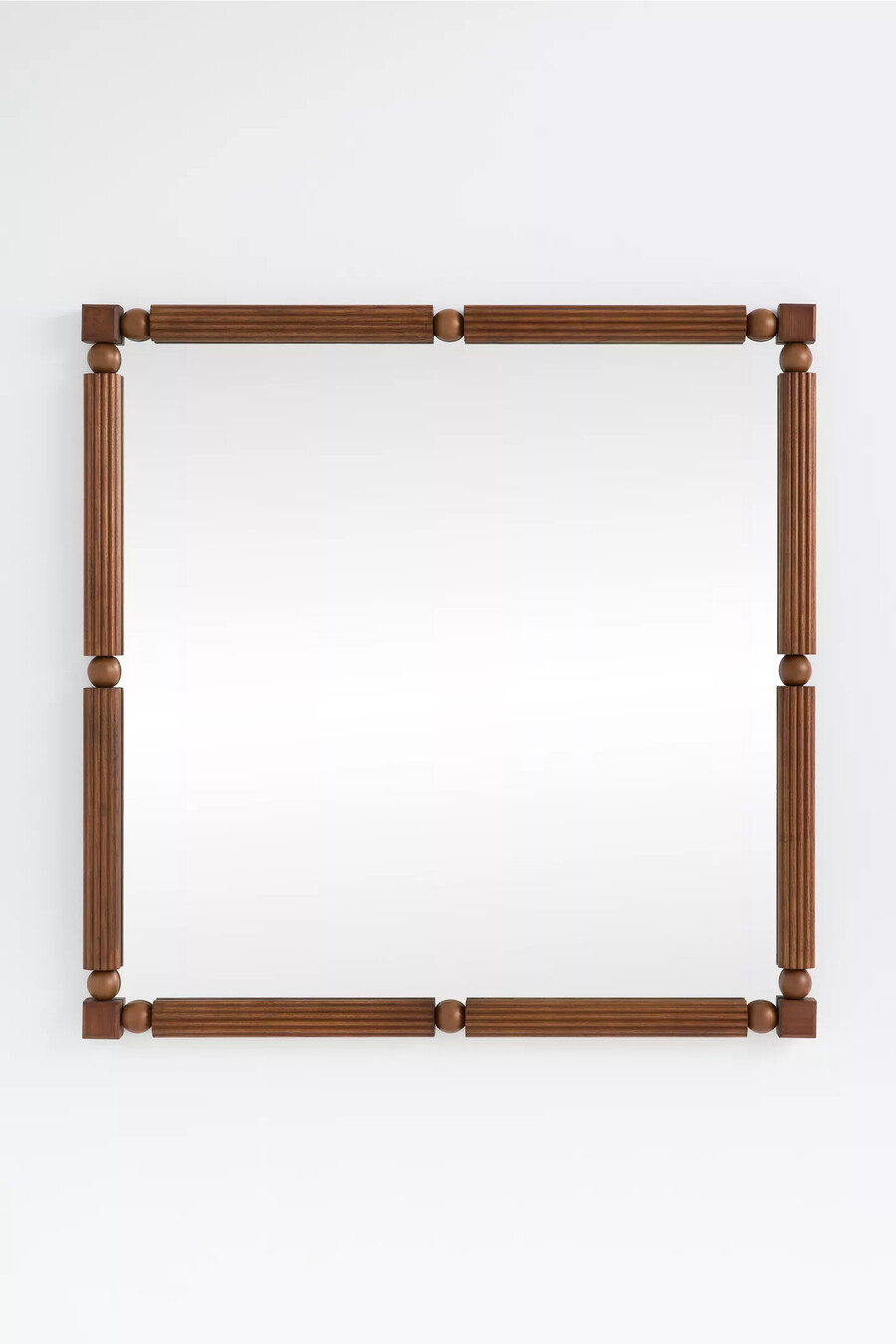 benedicta wood bead large square wall mirror