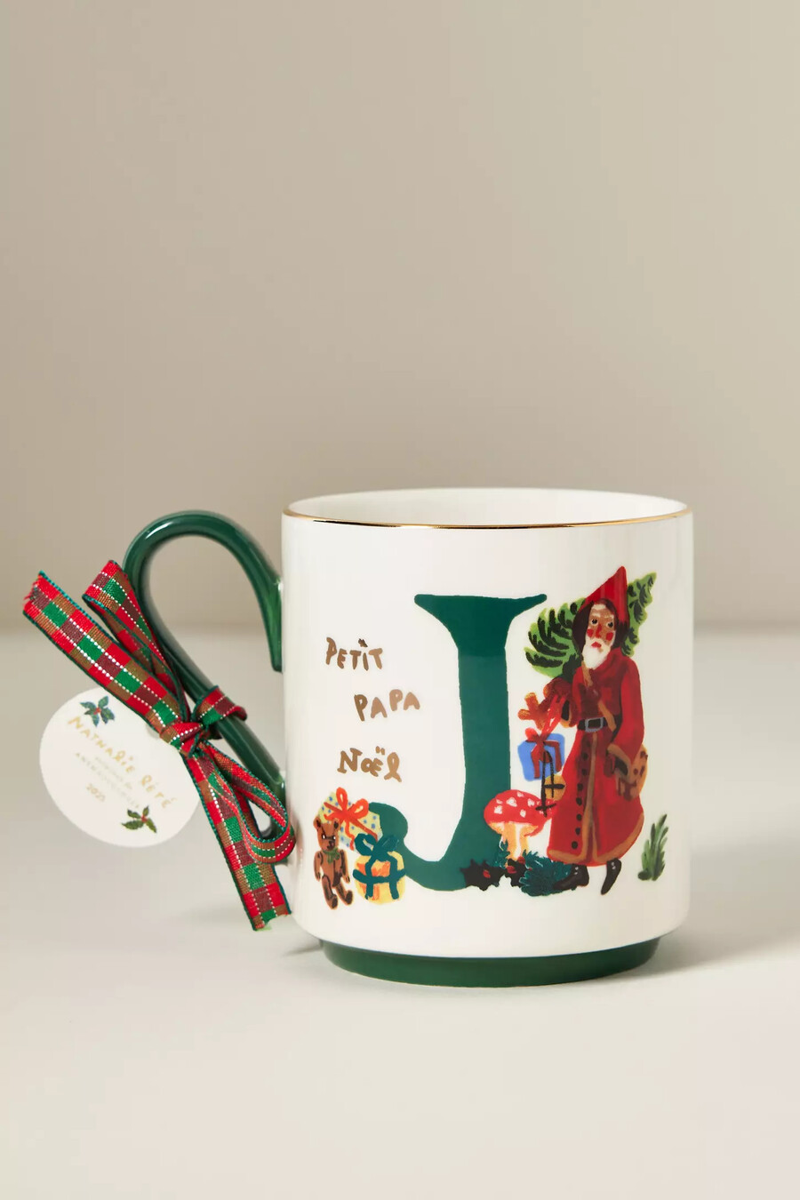 nathalie lete stoneware holiday monogram mug