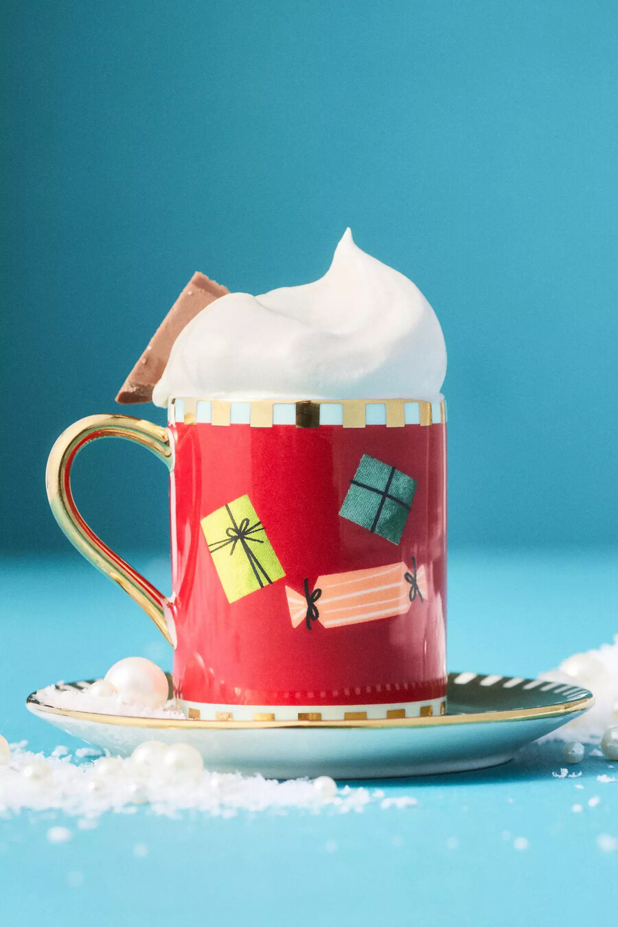 caroline stoneware holiday espresso cup saucer