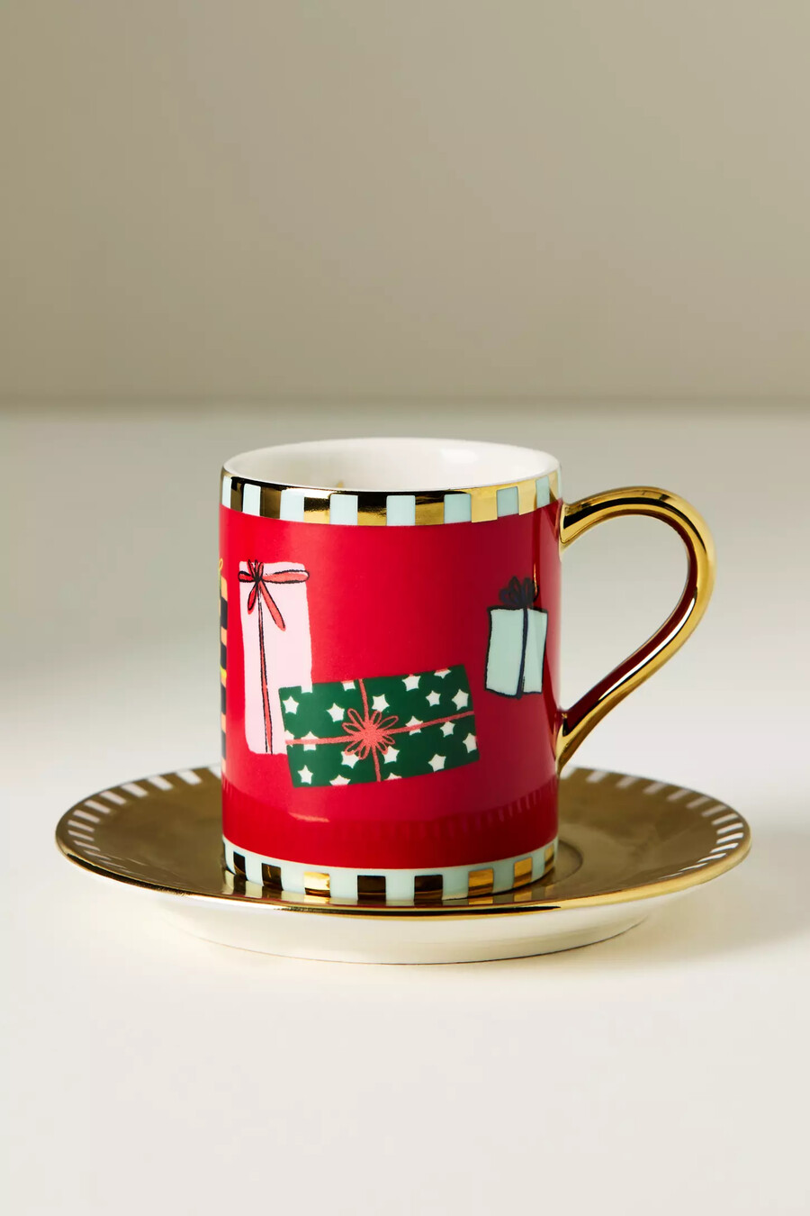 caroline stoneware holiday espresso cup saucer