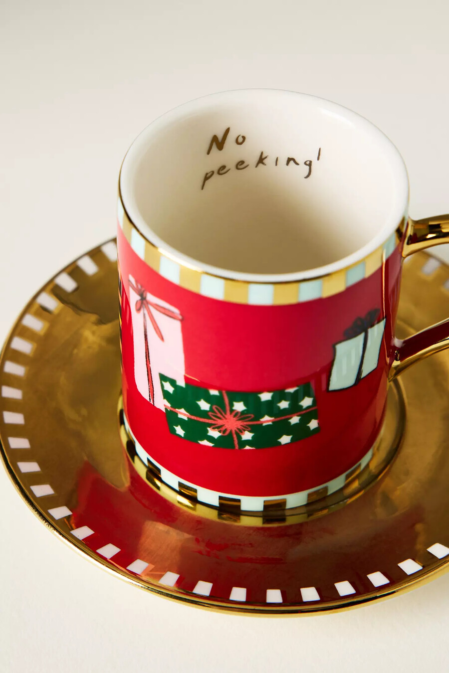 caroline stoneware holiday espresso cup saucer