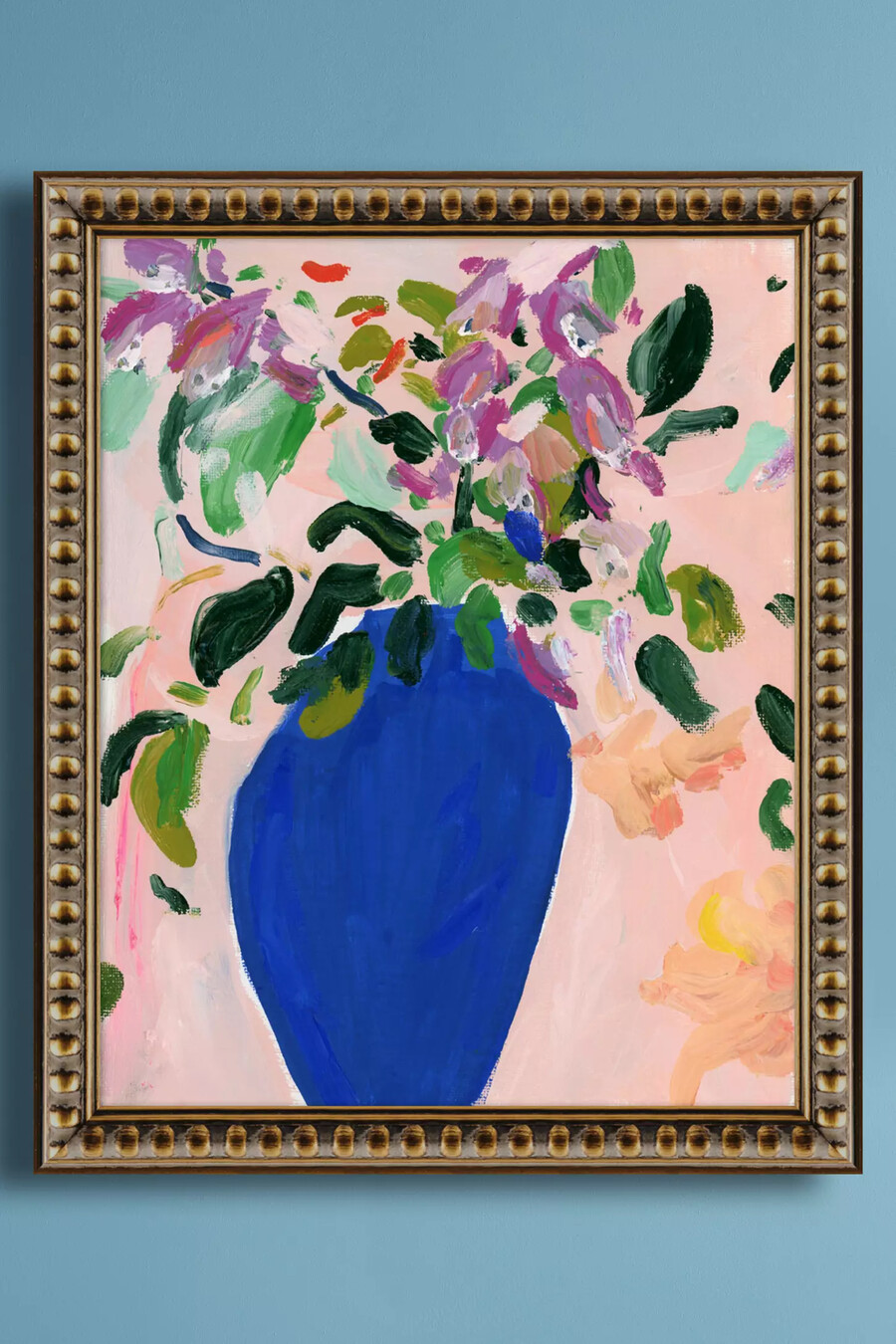 wild foxgloves in blue vase by kt smail wall art