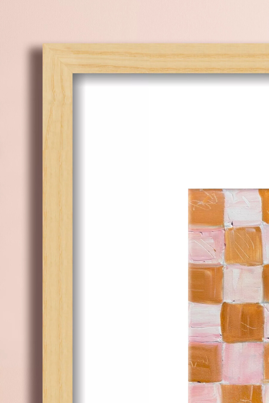 pink and brown checkered painting by virginia chamlee wall art