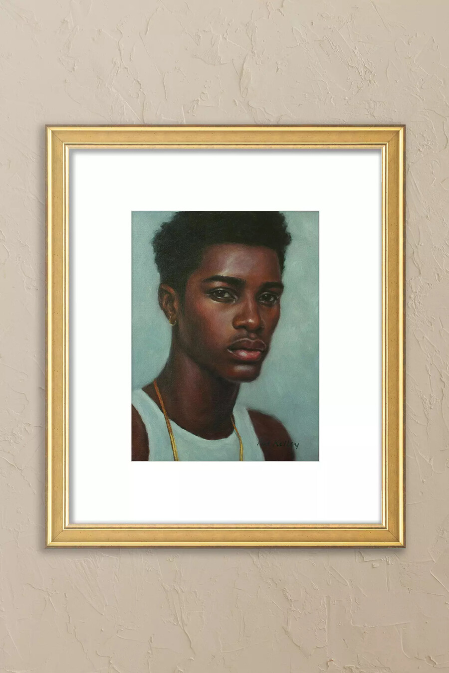 a young man by pat kelley framed wall art