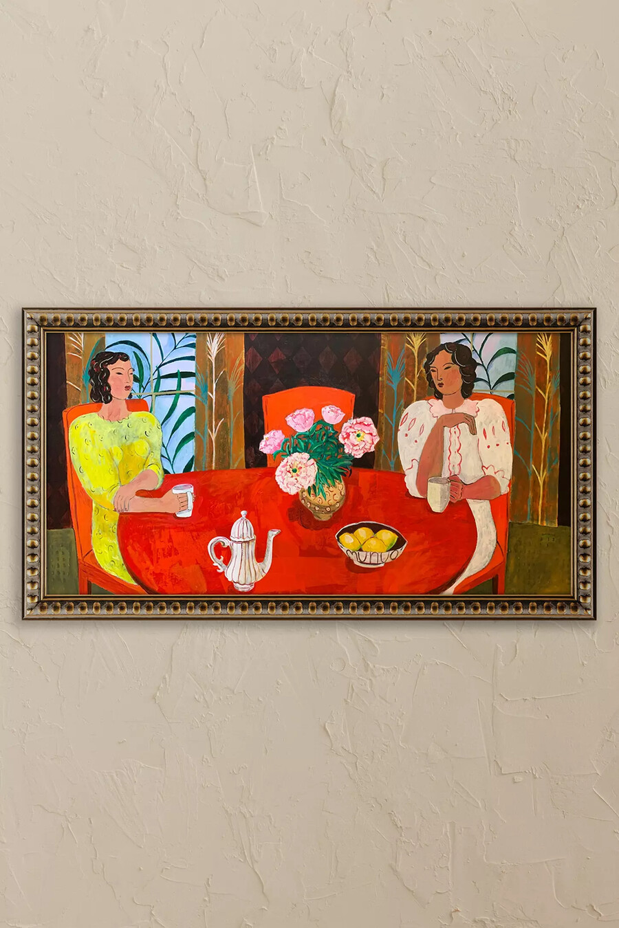 peonies and lemon tea by naomi munuo framed wall art