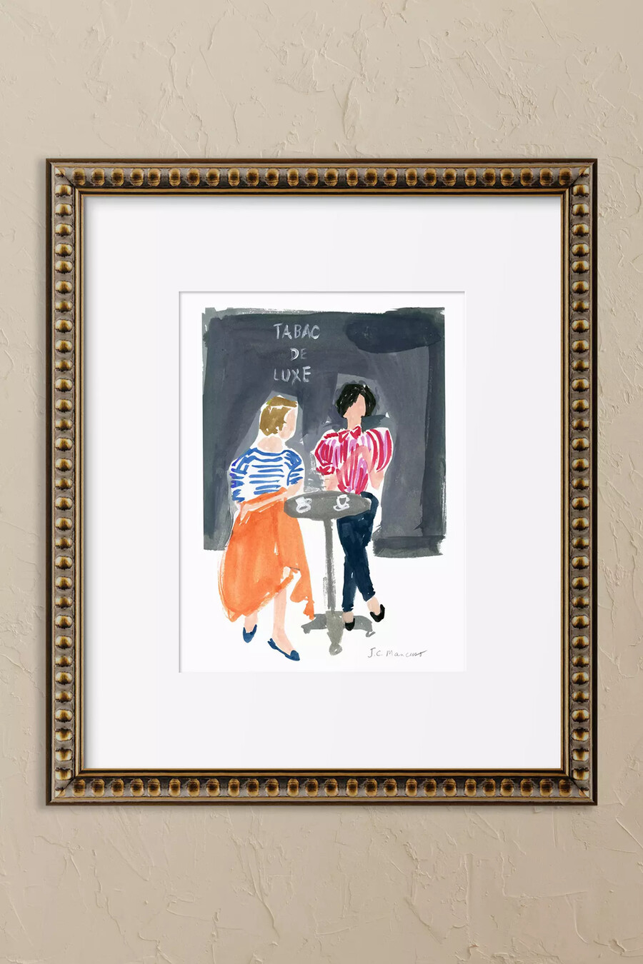 women at paris café framed wall art