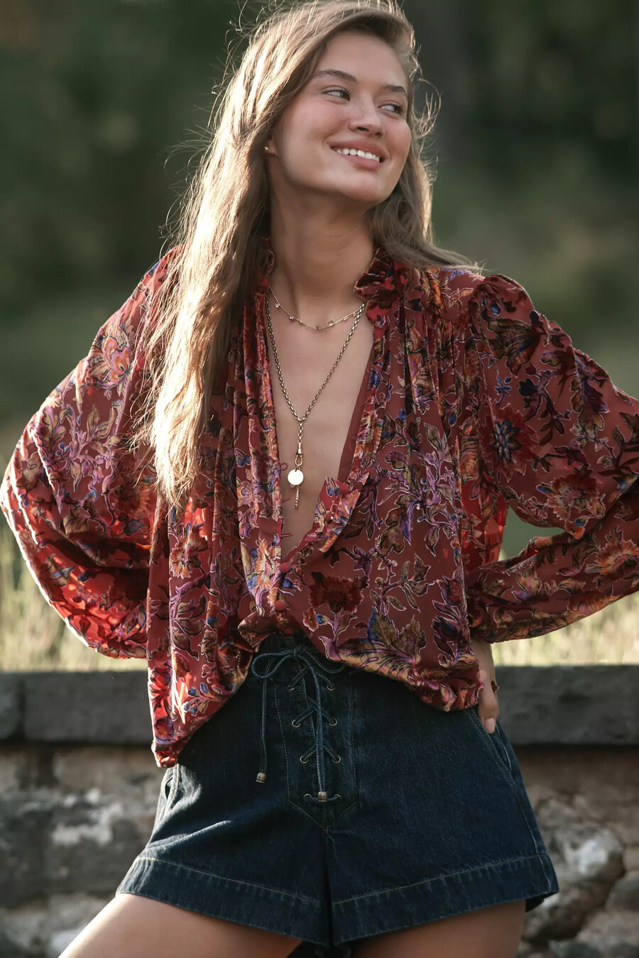 the estela sheer printed blouse burnout edition