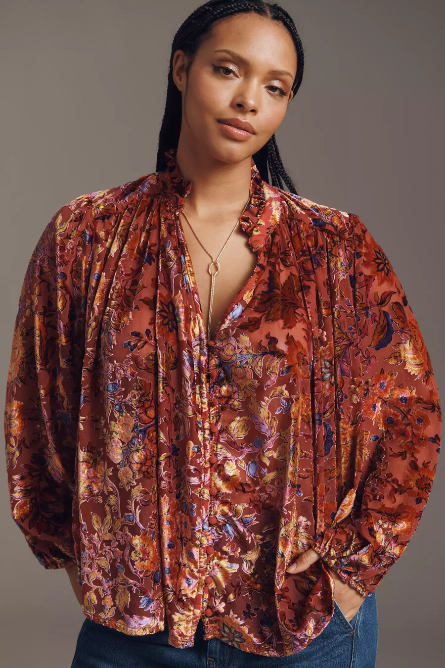 the estela sheer printed blouse burnout edition