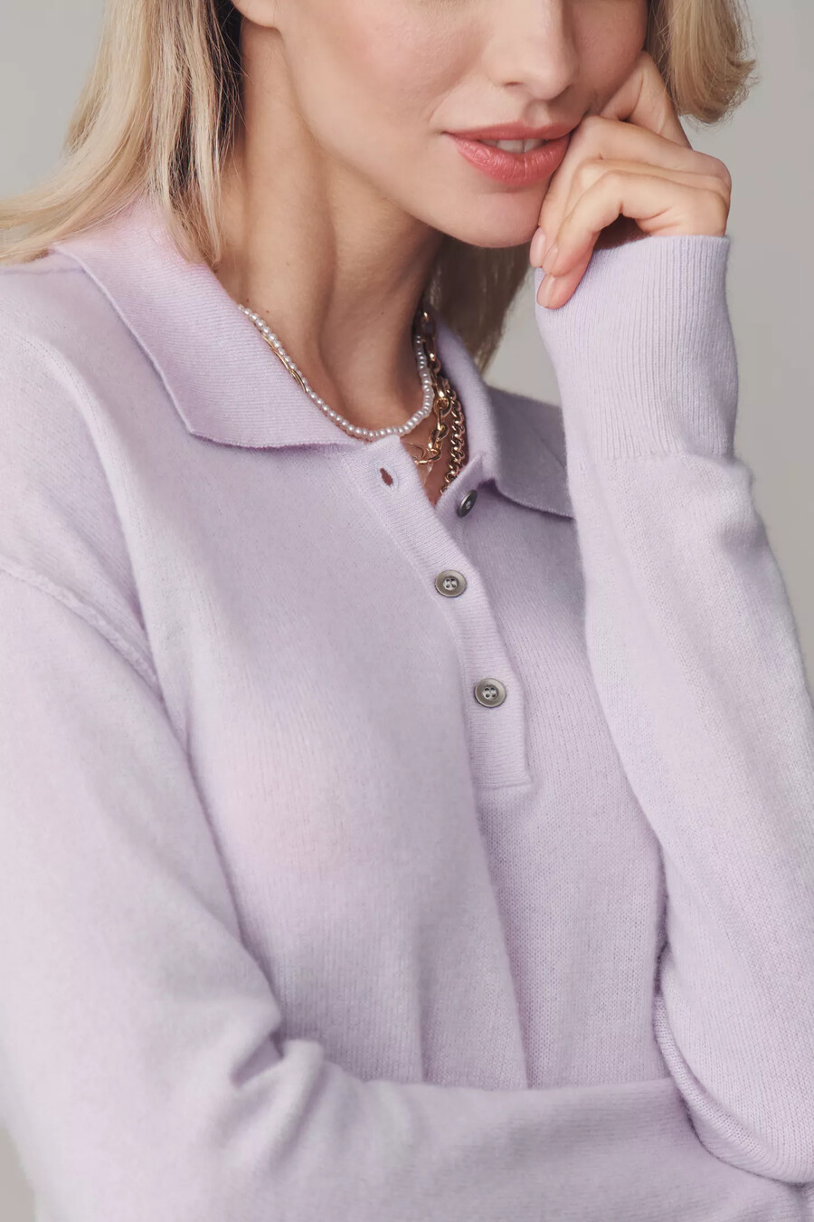 the jensen cashmere cropped polo jumper by pilcro