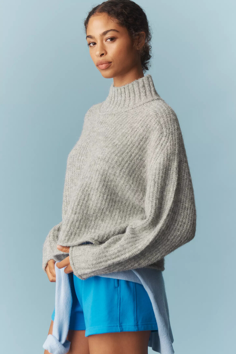 pilcro mock-neck chunky jumper