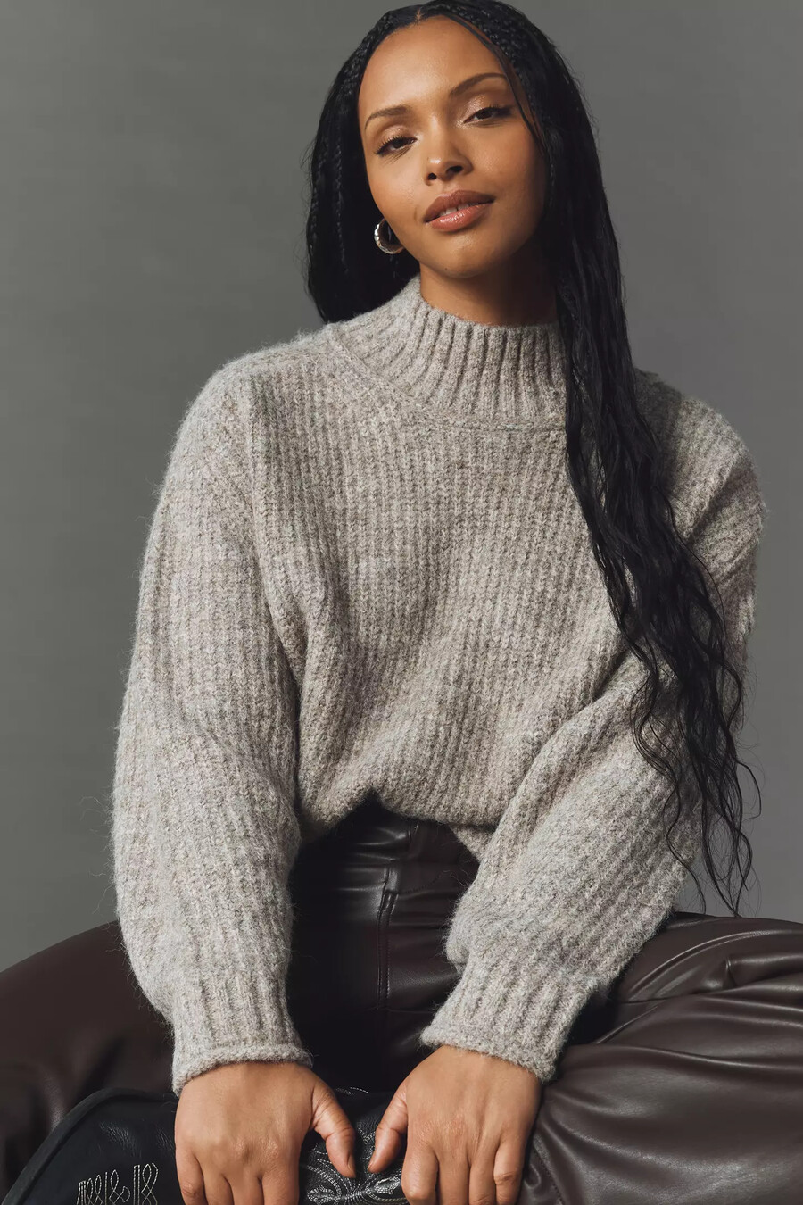 pilcro mock-neck chunky jumper