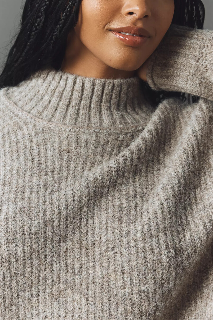 pilcro mock-neck chunky jumper