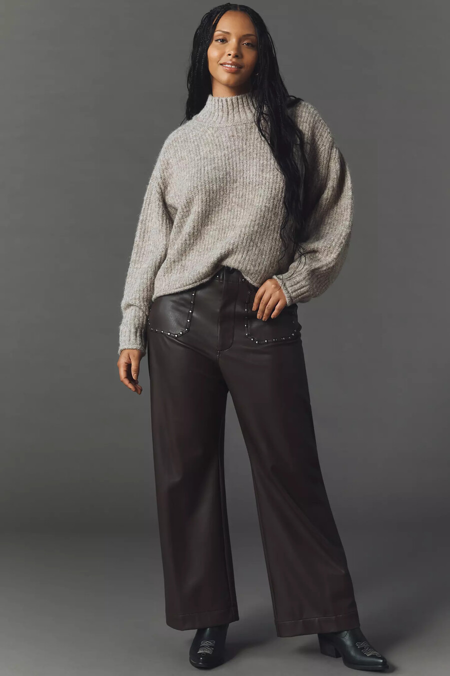 pilcro mock-neck chunky jumper