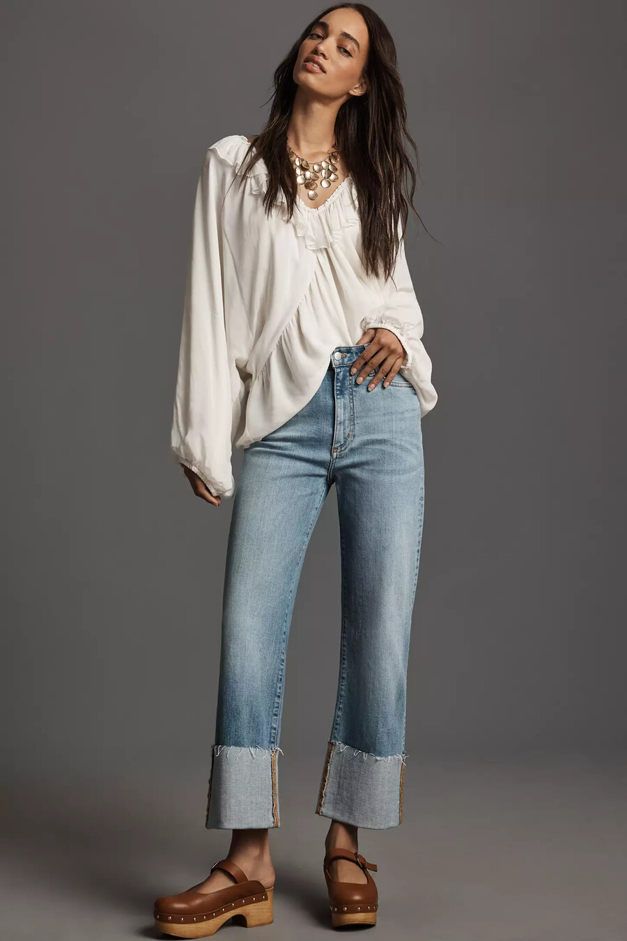 the scotty cuffed high-rise straight-leg jeans by pilcro