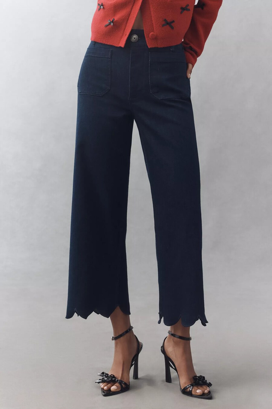 the colette scallop crop wide-leg jeans by maeve