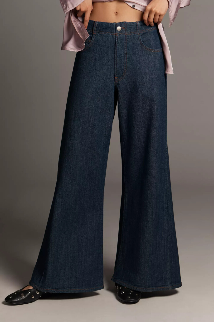 the adi regenerative cotton mid-rise flare jeans by pilcro