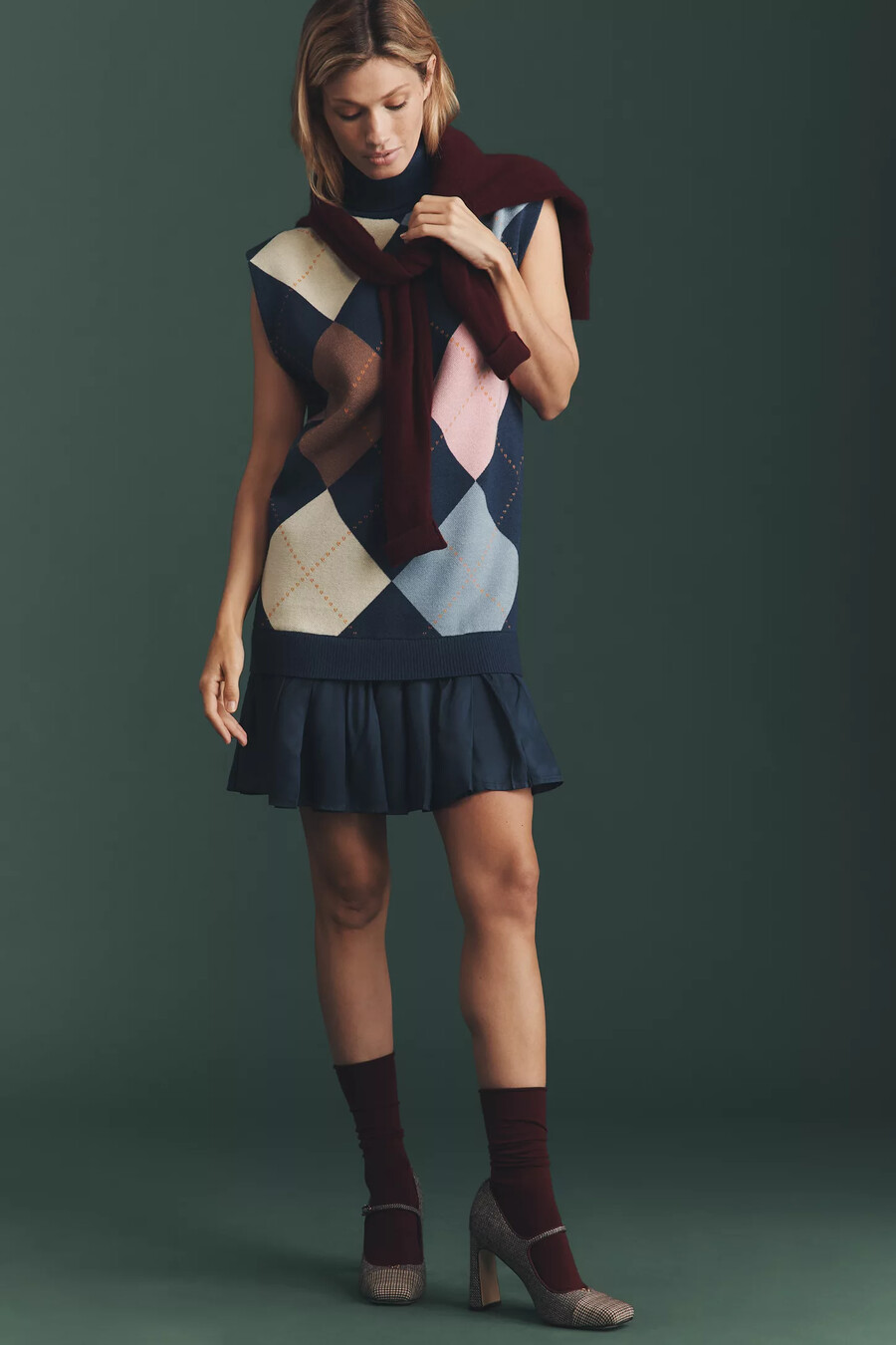 maeve pleated sweater vest mini dress