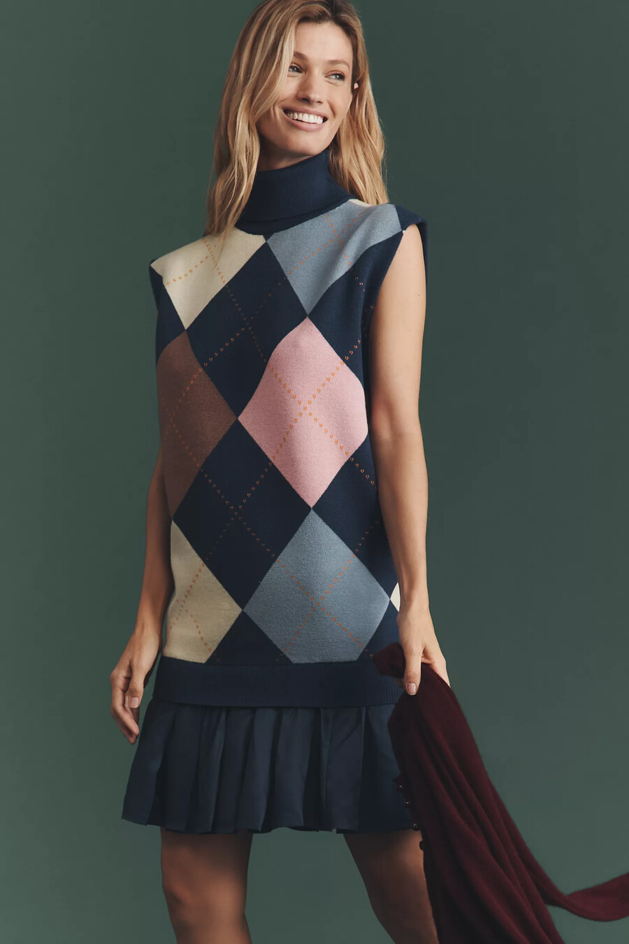 maeve pleated sweater vest mini dress