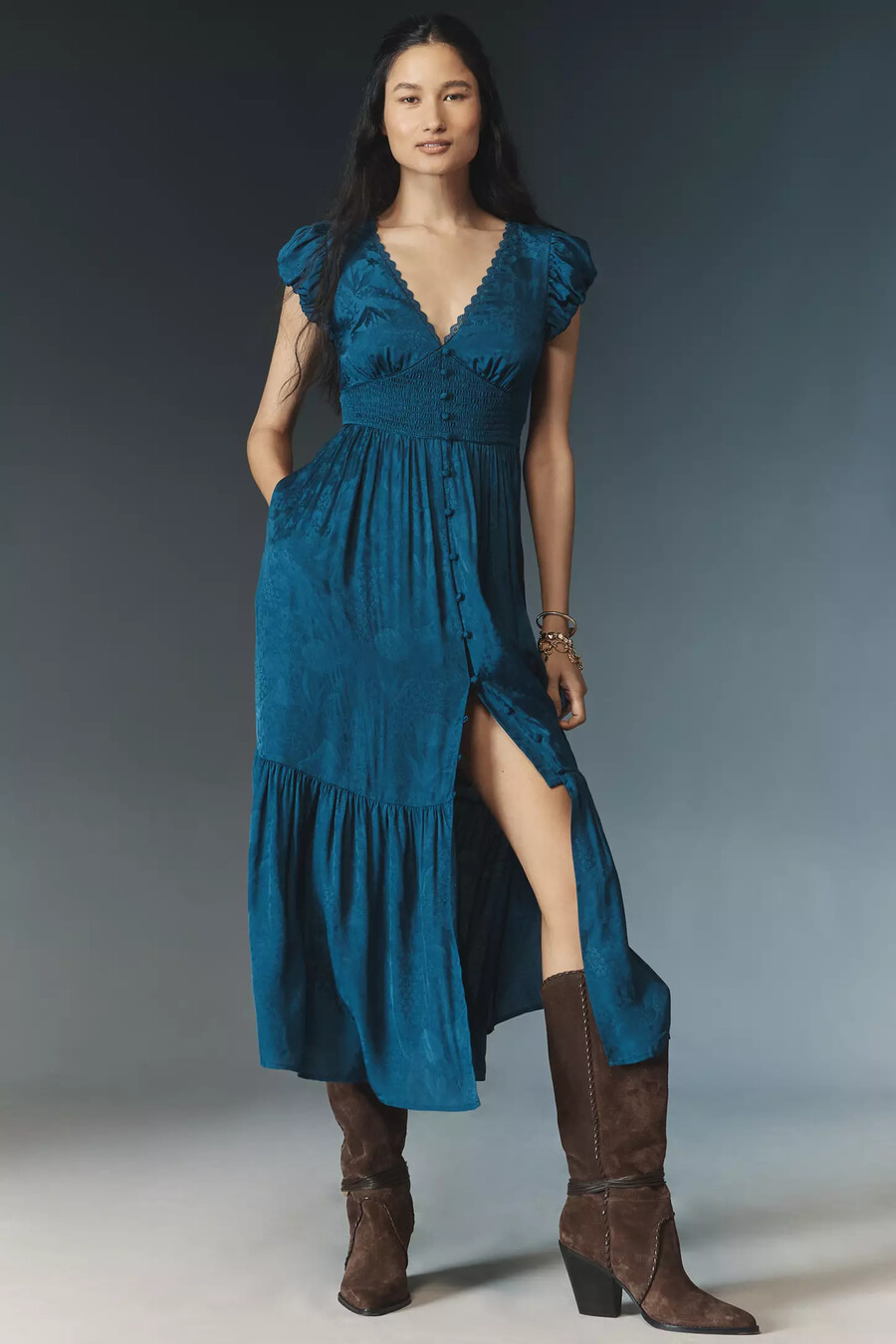 the peregrine silky midi dress