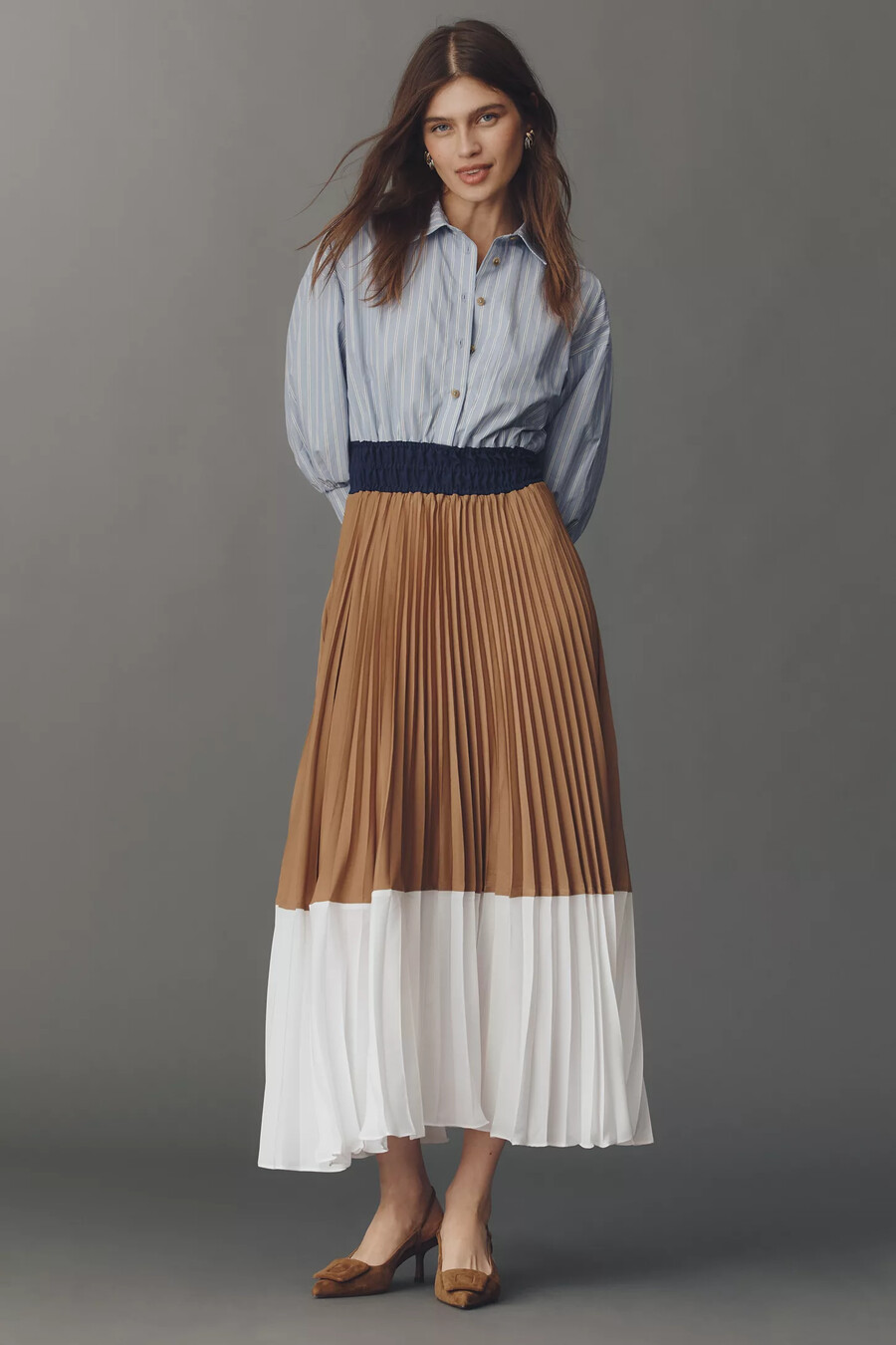 the somerset colourblock pleated twofer maxi dress