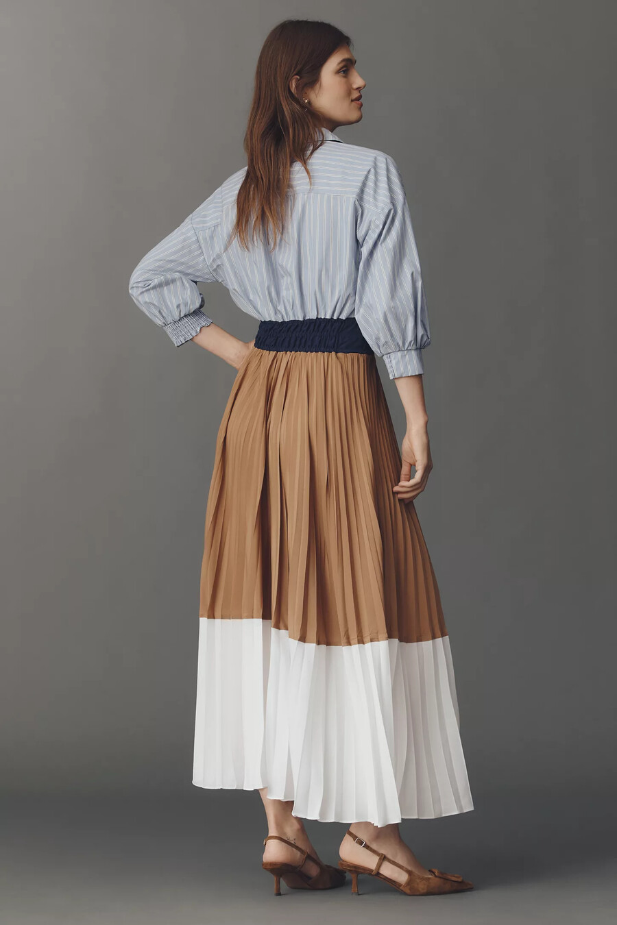 the somerset colourblock pleated twofer maxi dress