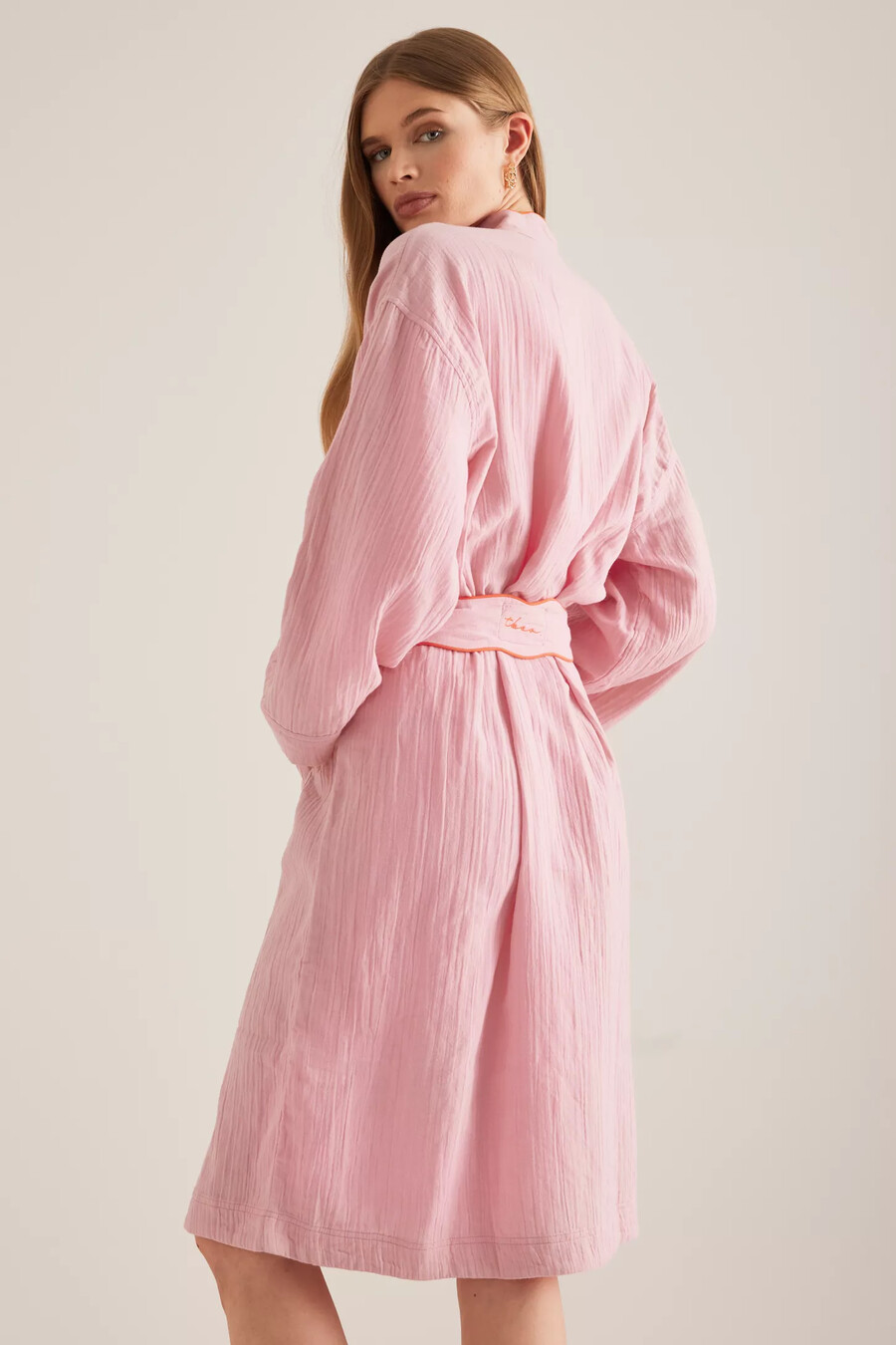 tbco cotton scallop-trim robe