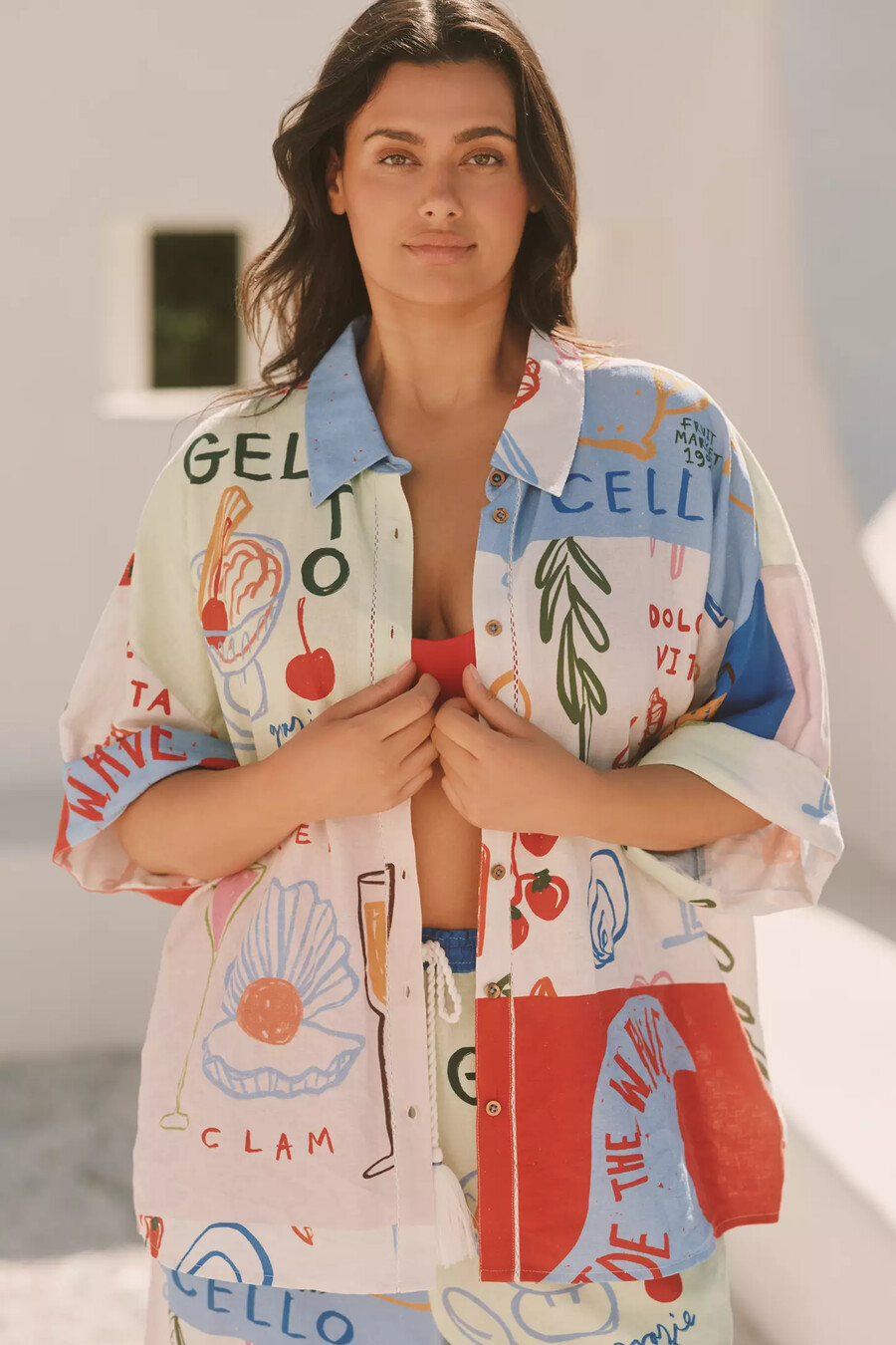jordan nickson x celandine linen block-print blouse