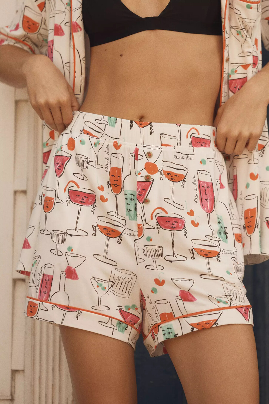 the briar piped pyjama shorts