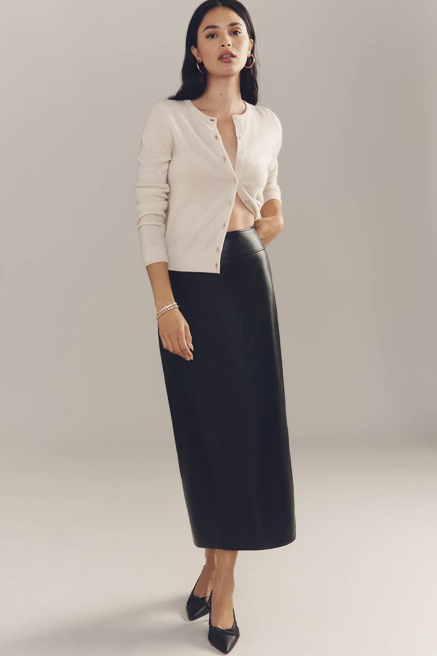 maeve faux leather pencil maxi skirt