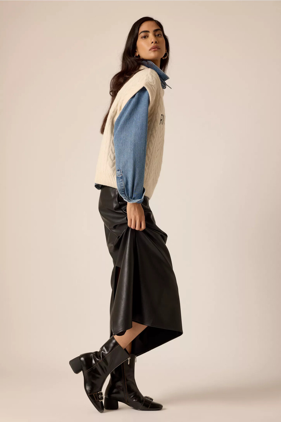 maeve faux leather pencil maxi skirt