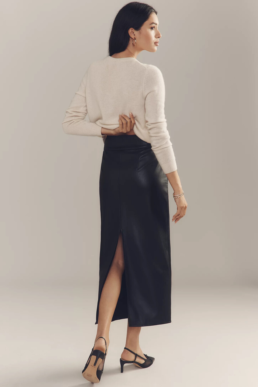 maeve faux leather pencil maxi skirt