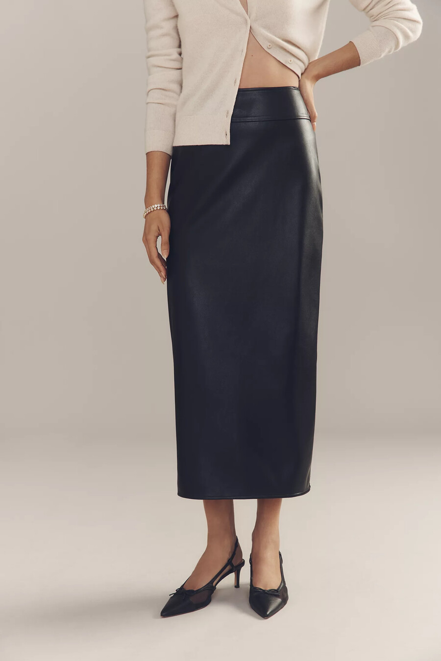 maeve faux leather pencil maxi skirt