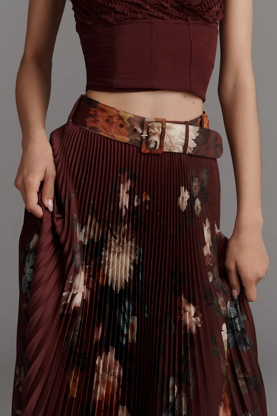 ranna gill aria pleated midi skirt