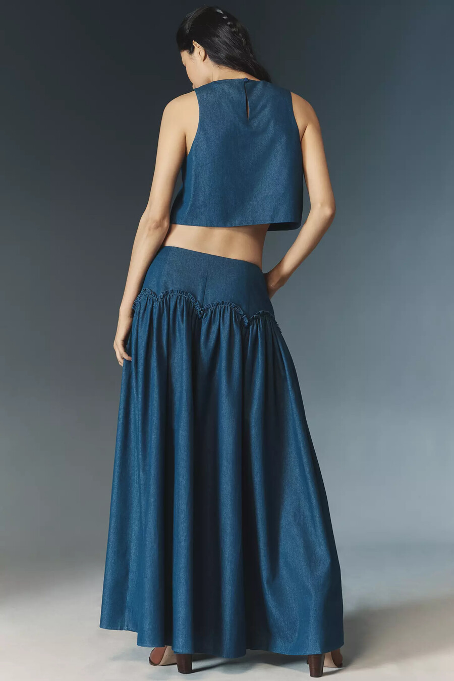 mare mare x anthropologie basque-waist maxi skirt