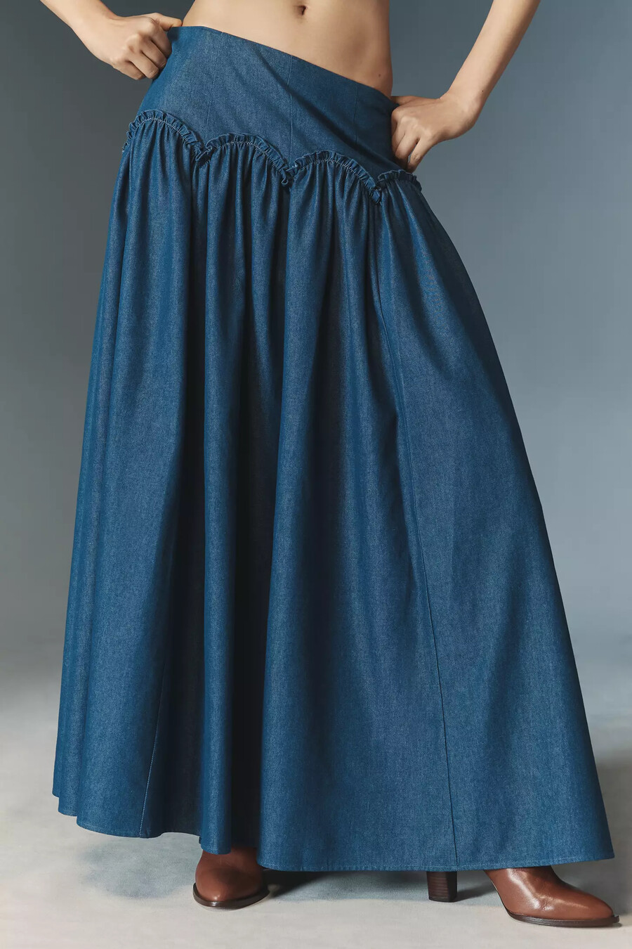 mare mare x anthropologie basque-waist maxi skirt