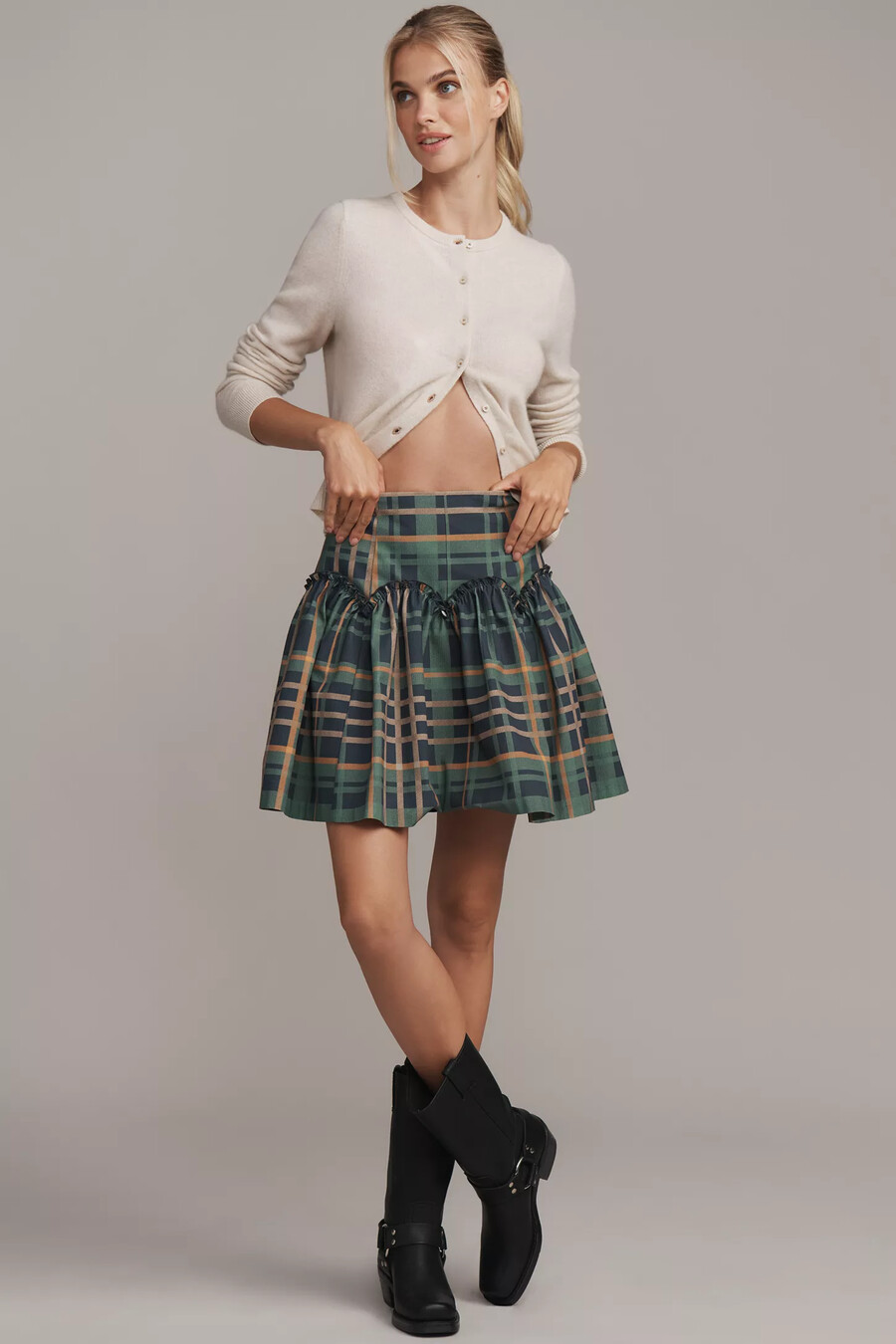mare mare basque-waist plaid mini skirt