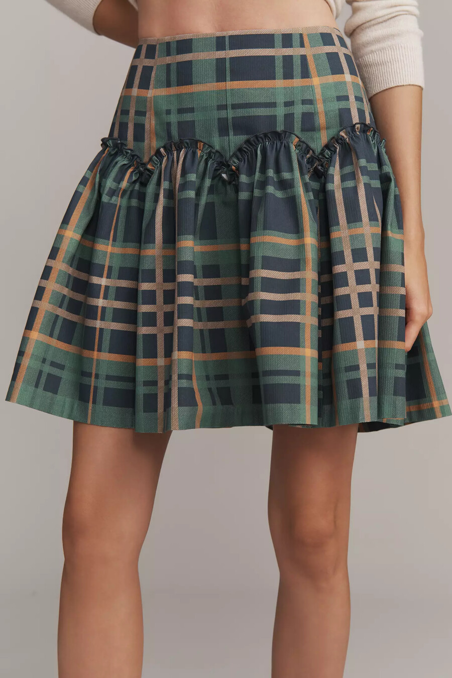 mare mare basque-waist plaid mini skirt