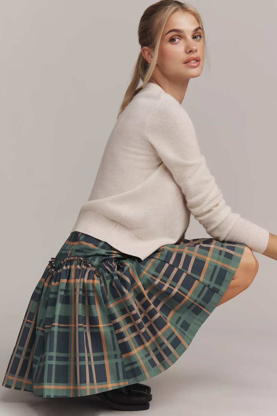 mare mare basque-waist plaid mini skirt