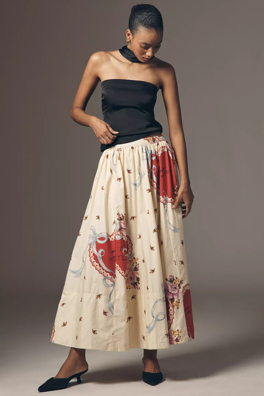 maeve poplin printed midi skirt