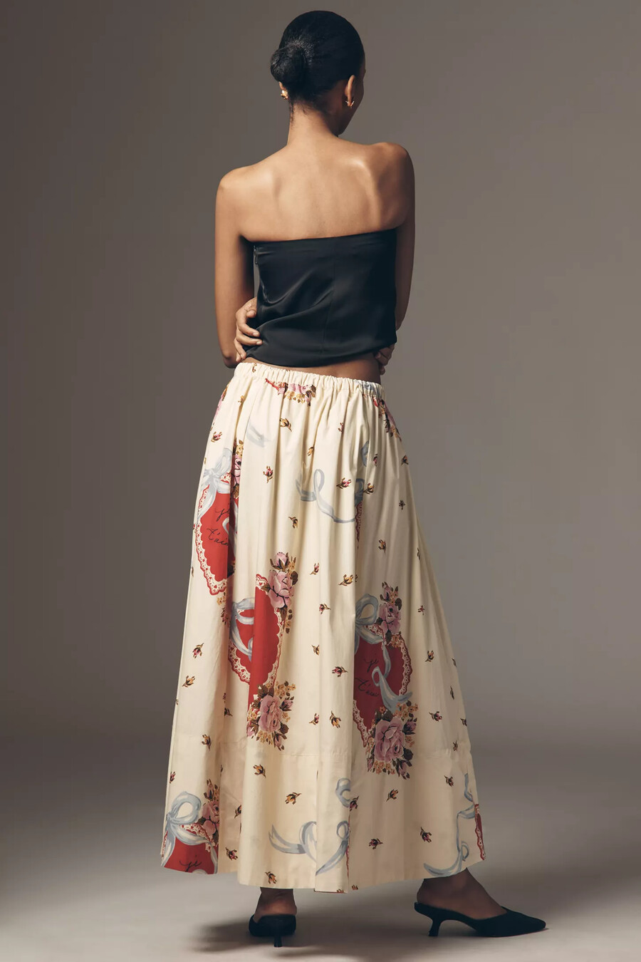 maeve poplin printed midi skirt