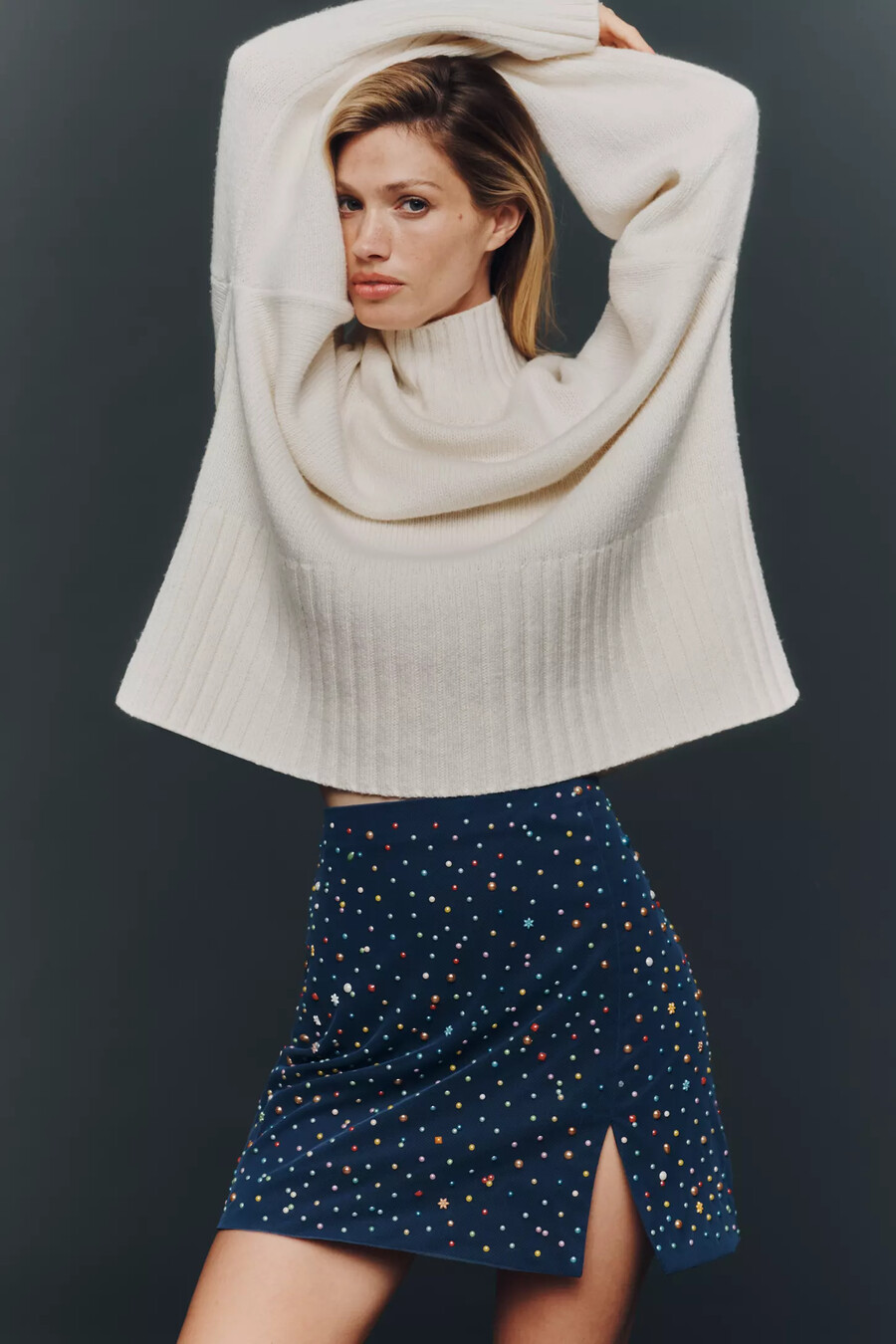 maeve candy side-slit mini skirt