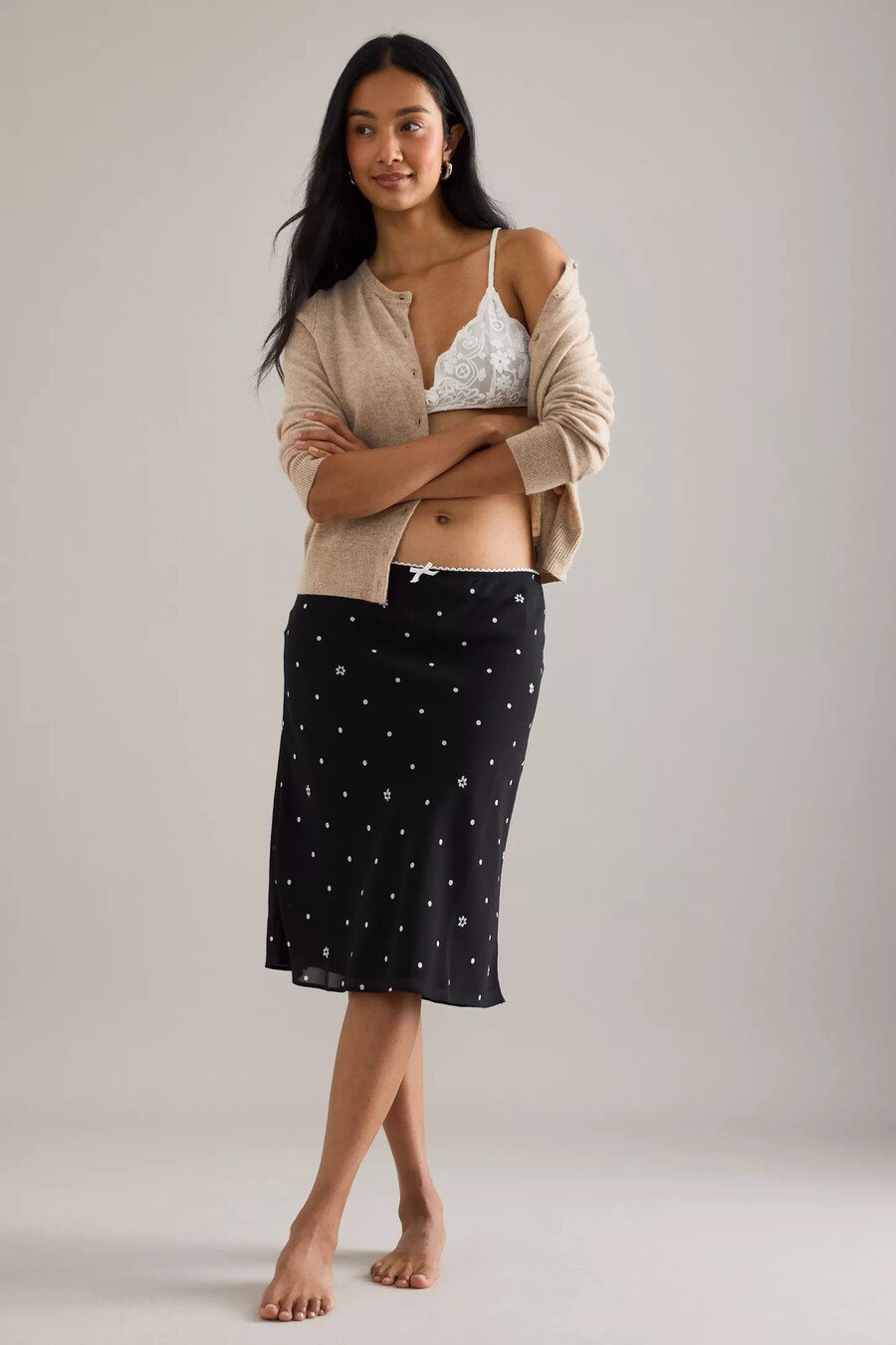lyrebird printed midi slip skirt