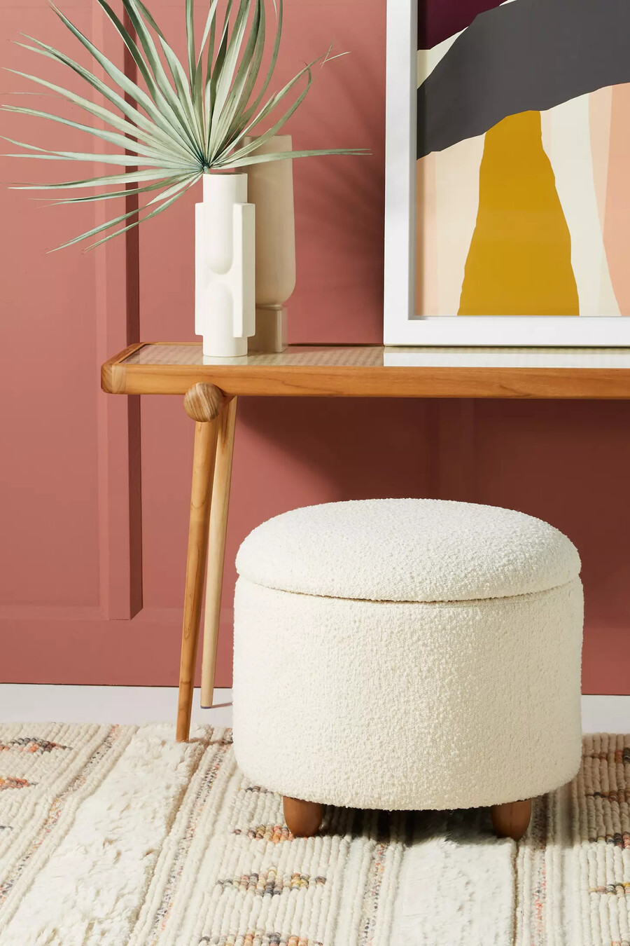 boucle louise storage ottoman