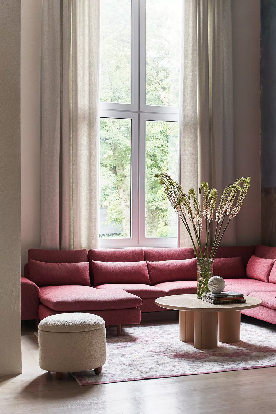 boucle louise storage ottoman