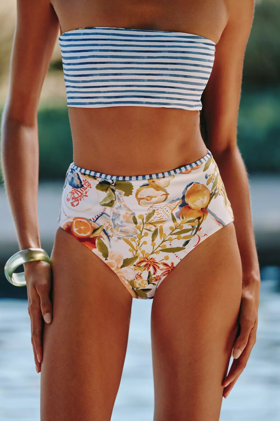 seafolly riviera coast high-waisted bikini bottoms
