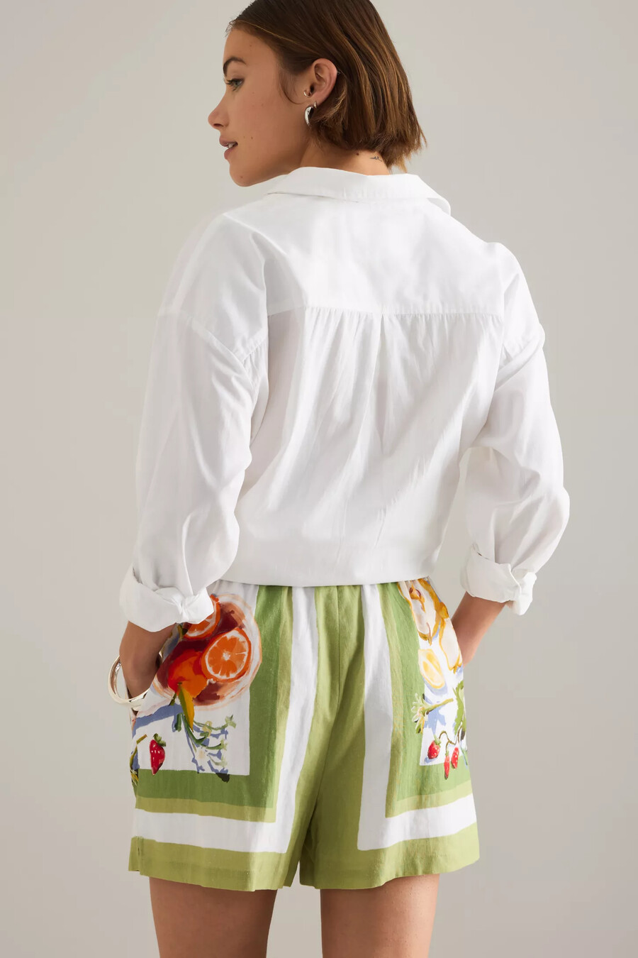 seafolly riviera coast linen-blend drawstring shorts