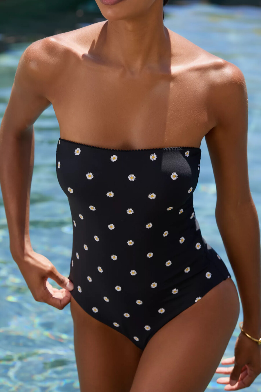 seafolly daisy chain bandeau one-piece swimsuit
