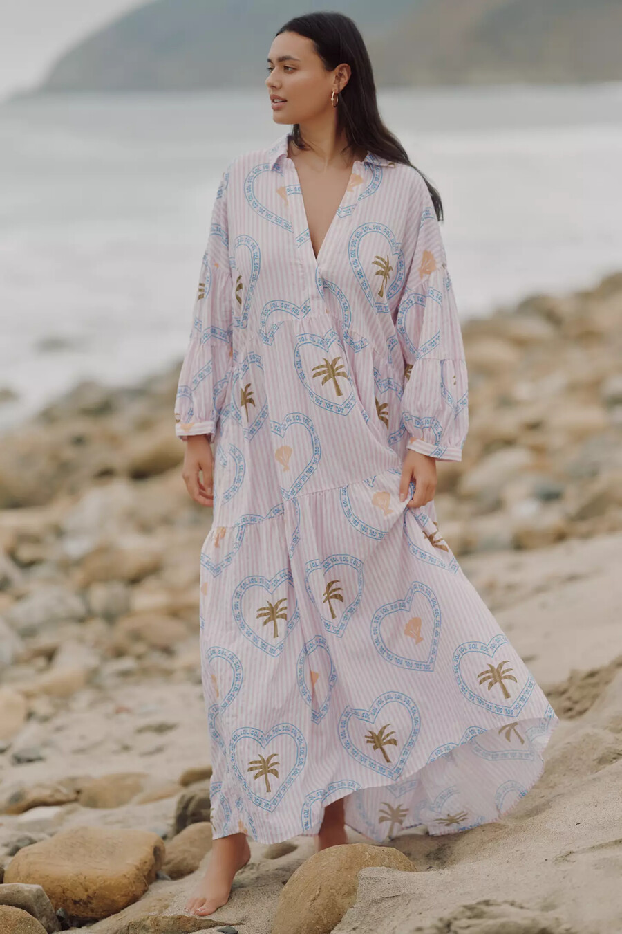 the carolita printed tiered shirt dress by celandine