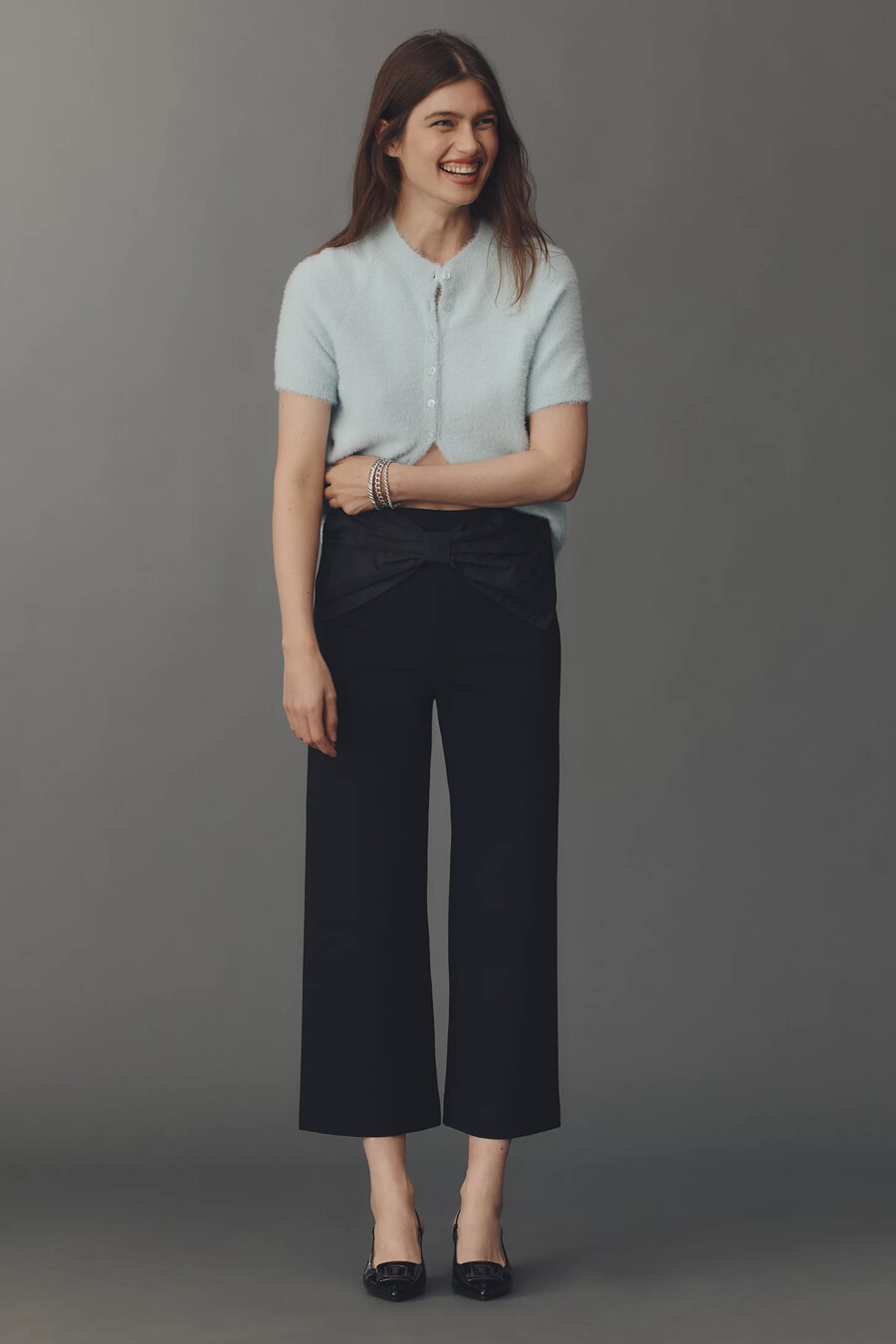 the colette crop bow-waist trousers by maeve