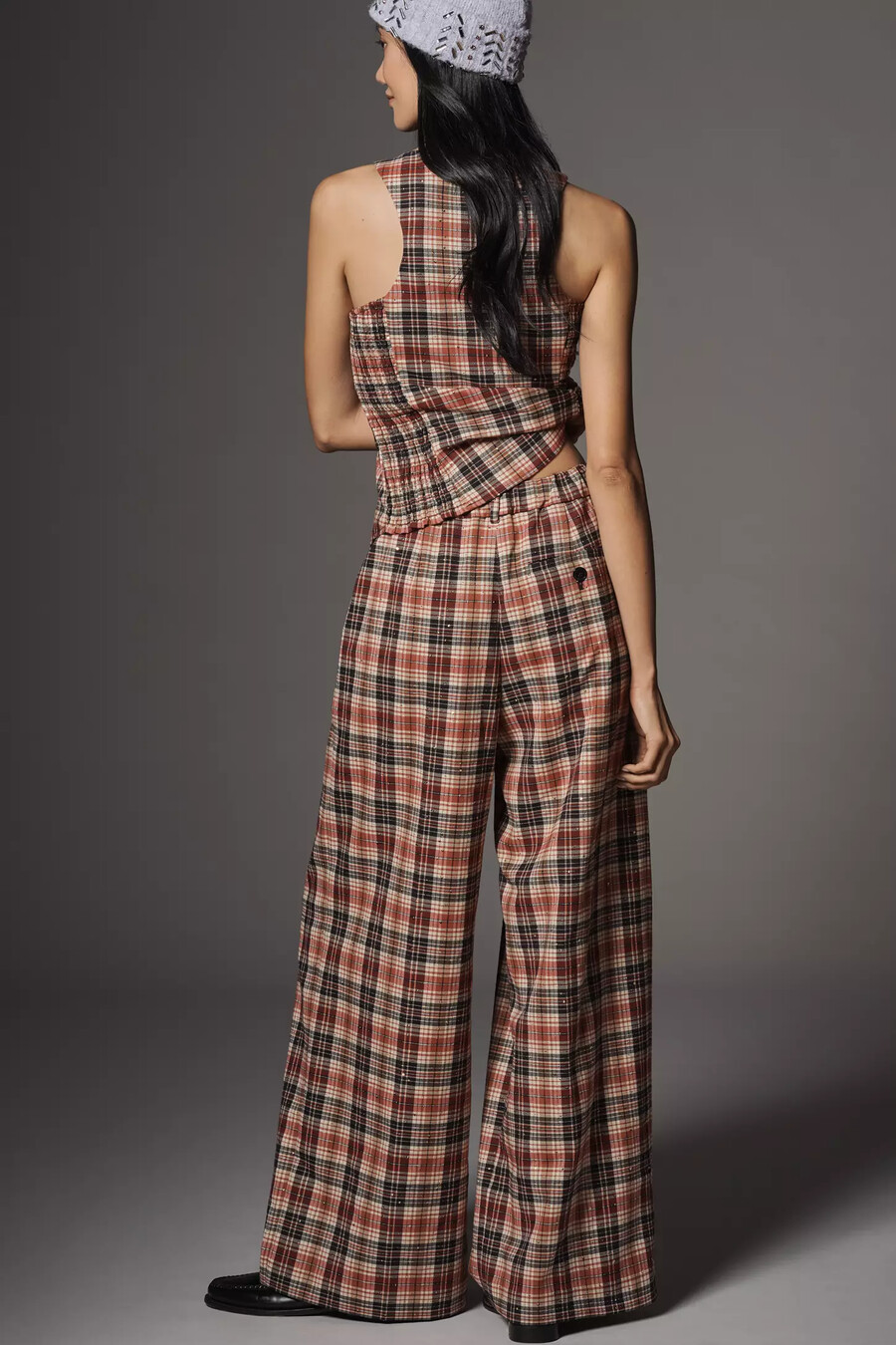 the avery sparkle pleated wide-leg trousers by maeve